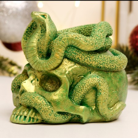 Climb "Snake on the skull" Green with gilding, 11x10x8cm-2