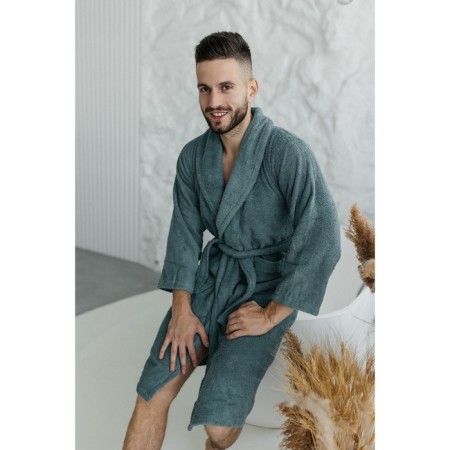 Terry dressing gown, size 50, green color-6