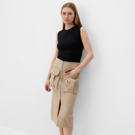 Women's skirt with Minaku: Safari Beige color, river 42-2