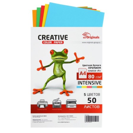 Colored paper A4, 50 sheets Creative intensive, 5 colors, 80 g/m2