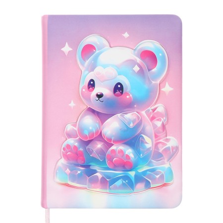 Notebook Gift Book 96l, line, color cut, PVC cover 3D Bear (17.7x12.4cm)