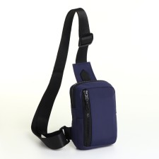 Slong bag from textiles, blue color