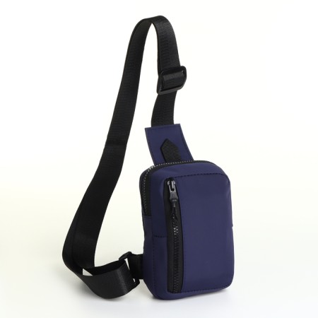 Slong bag from textiles, blue color