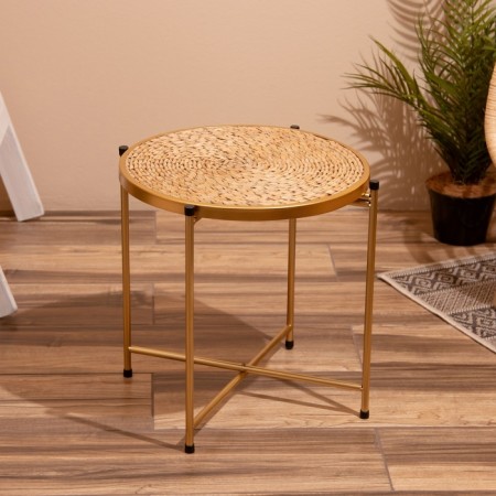 Wicker table, 40x40x41 cm, col. gold
