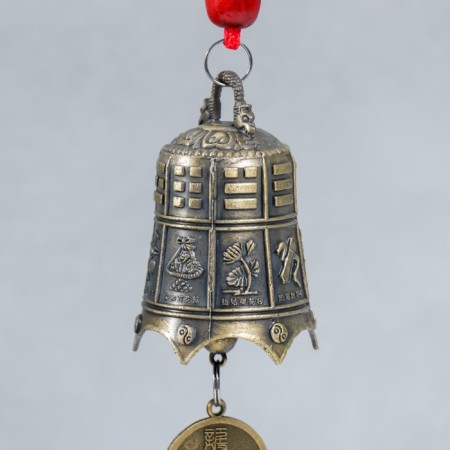 Bell Metal "Bell-armed bell with coin" 20x3.8x3.8 cm-1