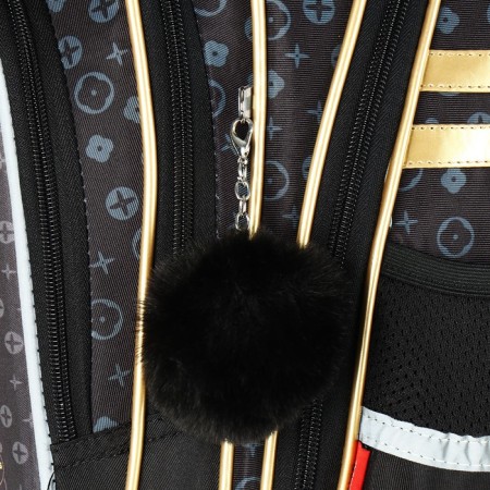 School backpack 40x33x15cm, ergonomic back, Across 410, black/gold-9