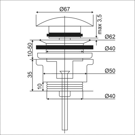 Bottom valve 565-111, stainless steel, white-5