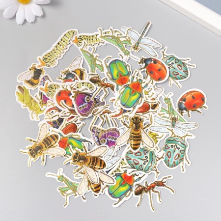 Stickers for creativity "insects" embossing gold set 48 pcs 9x7x0.8 cm-2