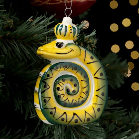 Christmas porcelain toy "snake", fastening loop, 9 cm