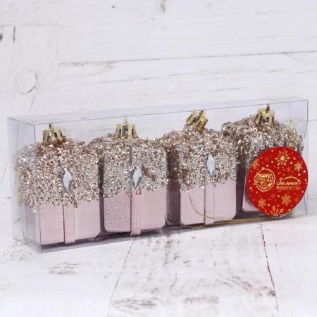 A set of jewelry plastic 4 pcs "Waiting for a miracle" 4.5x6 cm, pink-1