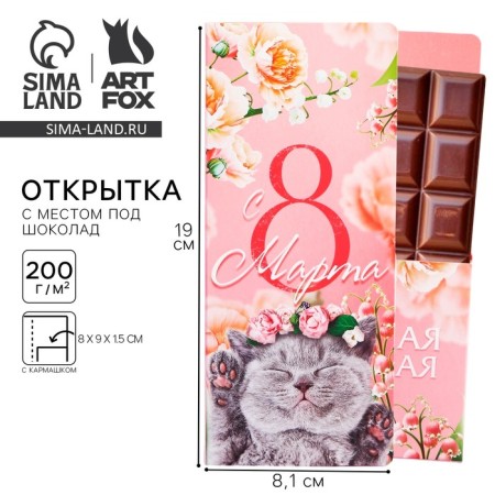 Postcard with a place for chocolate "Kitten"