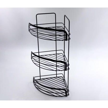 Wall corner shelf 3-tier Joy Home, black