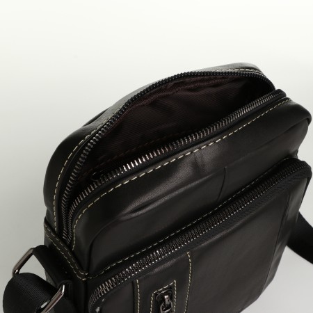 Male bag, Fidelio Largo, genuine leather, black color-4