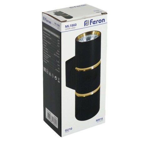 Wall lamp Feron ML1860, IP20, 2XGU10, 35 W, 72x72x180 mm, Black/gold color-9