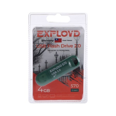 Flashka Exployd 570, 4 GB, USB2.0, Thu up to 15 MB/s, PLO up to 8 MB/s, Green-1