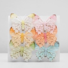 A butterfly for decor and floristry, on a clothespin, plastic, mix, 1 pc., 7.5 x 7 x 1 cm