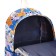 School backpack of textiles on a zipper, 3 pockets, pencil case, blue/multi -colored color