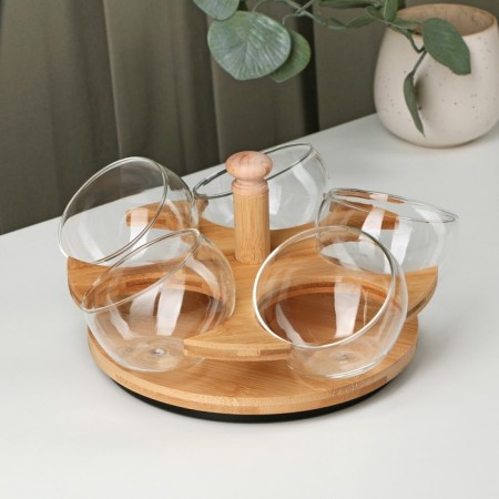 A set of glass salad bowls on a stand, 95 ml, size 23 × 13 cm