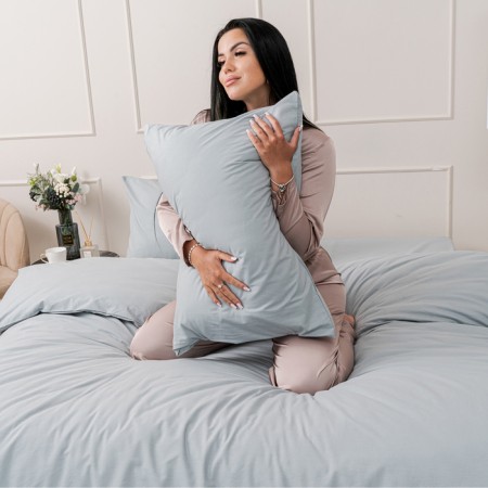 Ideason 1,5SP Set gray (under 145x215cm, naval 50x70cm 2pcs) Poplin 130g/m, HL100%-4