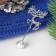 Pin "Deer" with bead, 8 cm, white color in silver