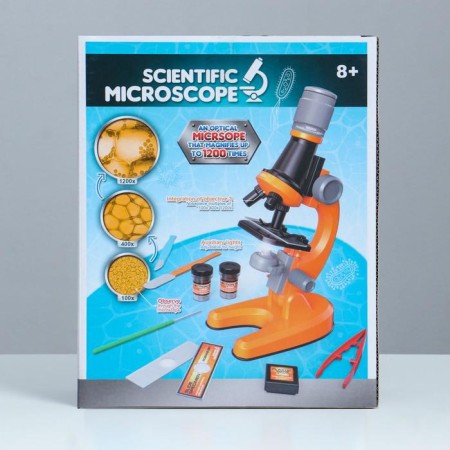 Microscope "Young Botanik" Frendering to x1200, orange, backlight-11