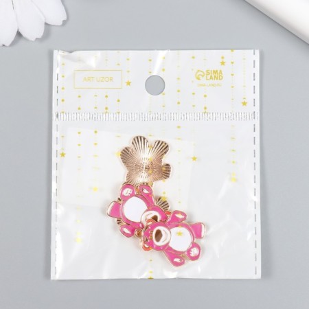 Decor for creativity metal, enamel "Pink Bear" gold 2.2x2.7 cm-3