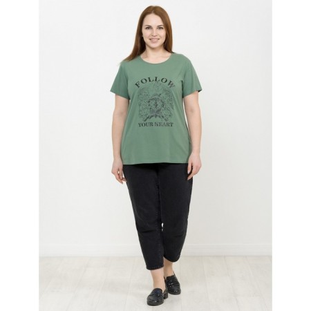Female T -shirt, size l, olive color-2