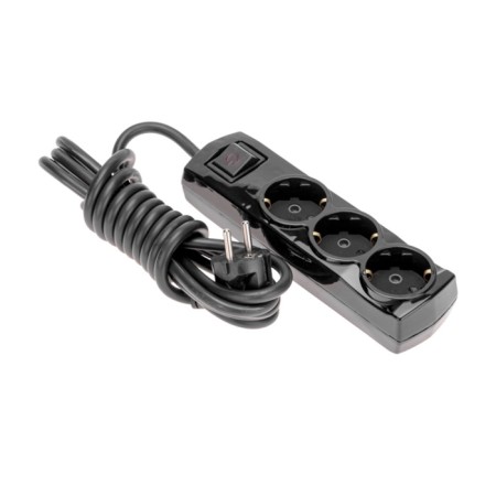 Extension cord Premium 3 nests, 3m, 3x1.5mm², s/s, with a switch, black rexant