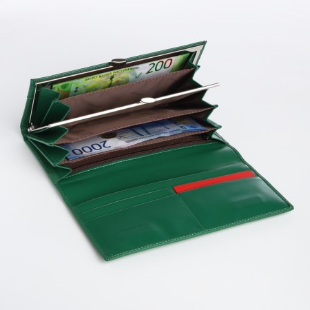 Women's wallet on magnet, green color-3