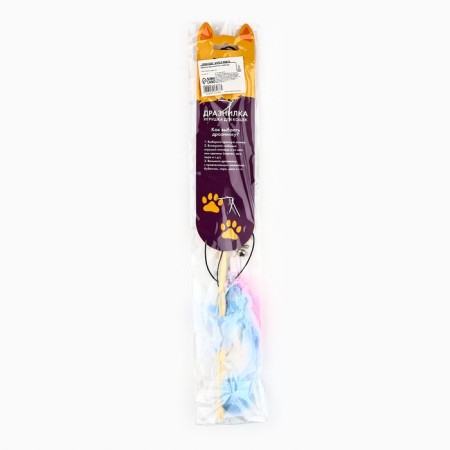 Toy tearing for cats with pen and pompom "Kit", blue-5