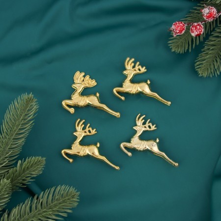 Jewelry decoration "Running Deer" (set 4 pcs) 5x7 cm, gold