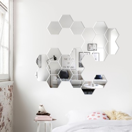 Interior stickers "honeycomb", mirror, wall decor, set 21 pcs, pcs 8 x 7 cm-4