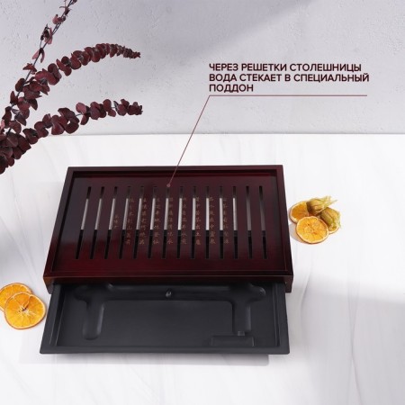 Table for a tea ceremony with a tray "Hieroglyphs", 43 × 27.5 × 5 cm-3