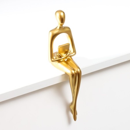 Polystone souvenir "Girl with the book" Gold 23x6.8x9.6 cm-1