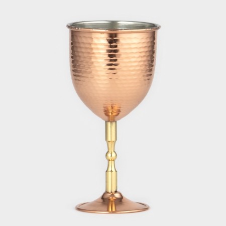 Copper glass, 250 ml, d = 7.5 cm, h = 15 cm, minting, brass leg, 1 variety