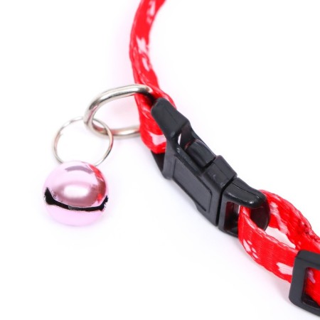 Collar "paws-capacity" with a bell, kapron, 30 x 1 cm, red-2