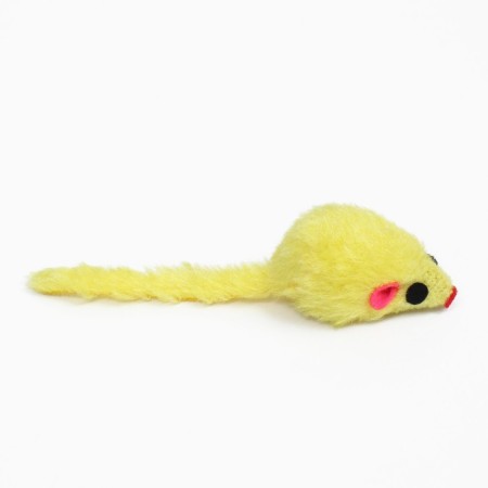 A toy for cats "Small mouse fur", yellow, 5 cm-1