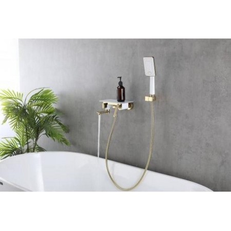 LEMARK MISTA LM6414WG bath mixer, single -leaf, pour 180 mm, watering can, white/gold-2