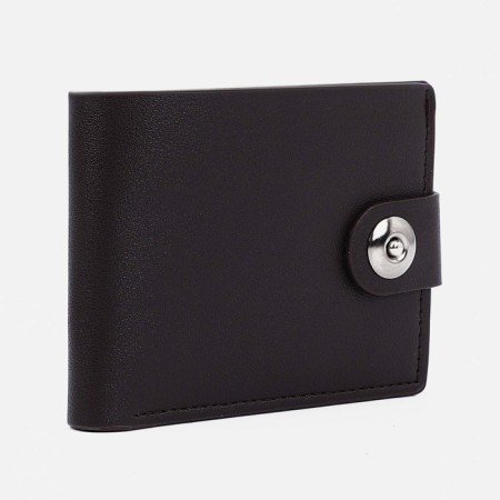 Male purse on a magnet, department for bills, for maps, for coins, dark brown color