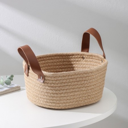 Basket for storage of manual work "Aiko", 21.5 × 21.5 × 16.5 cm, with handles, beige color