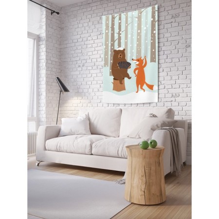 Decorative panel with photo printing "Bear Bayanist", vertical, size 100x150 cm