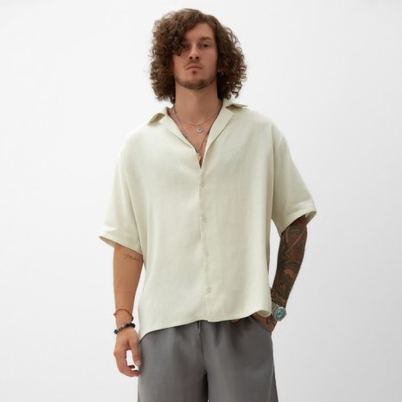 Men's shirt with short sleeve MIST R.56, milk-4