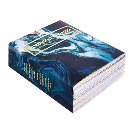 A set of object notebooks Calligata TOP "Dark marble", 48 sheets, 10 items, with reference material, covered cardboard, SoftT-Touch covering with gold foil, offset block-4