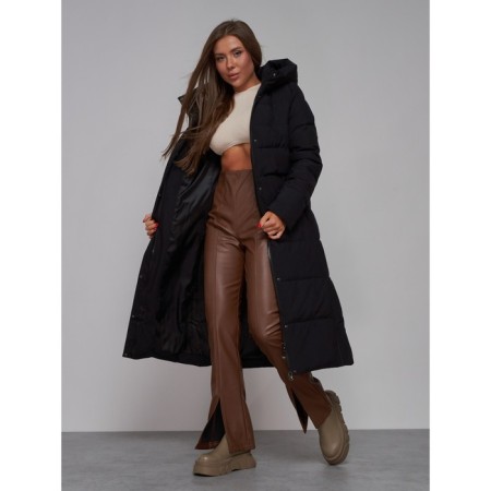 Coat insulated winter female, size 44, black color-16