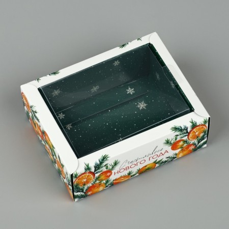 Folding box with a plastic cover of the "Happy New Year", 11.5 x 9 x 4 cm, New Year