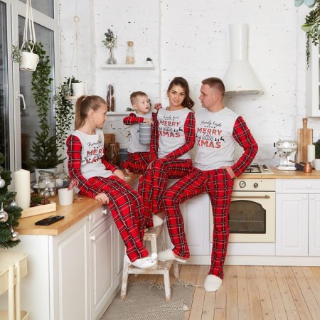 Pajama New Year's Women's KAFTAN "X-MAS", white/red color, size 40-42-6
