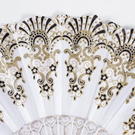 Fan plastic, textile "Greece" mix 22 cm-3