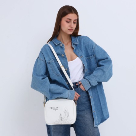 Women's bag over the shoulder Textura, small, white color-9