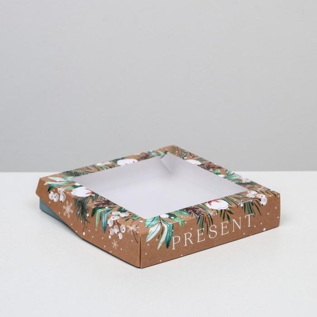 Folding box "Pressent", 20 x 20 x 4 cm, new year-1