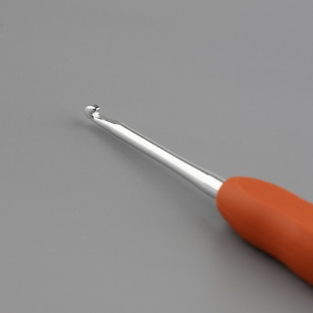 Knitting hook, with silicone handle, d = 2.5 mm, 14 cm, orange color-3